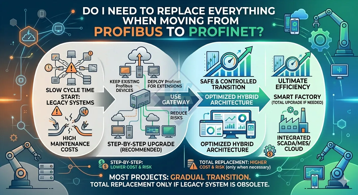 co can thay toan bo he thong khi chuyen profibus sang profinet