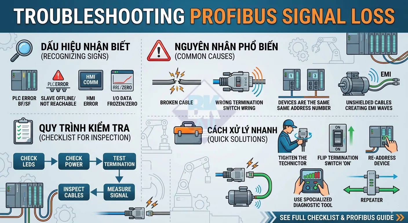 loi profibus mat tin hieu nguyen nhan cach xu ly