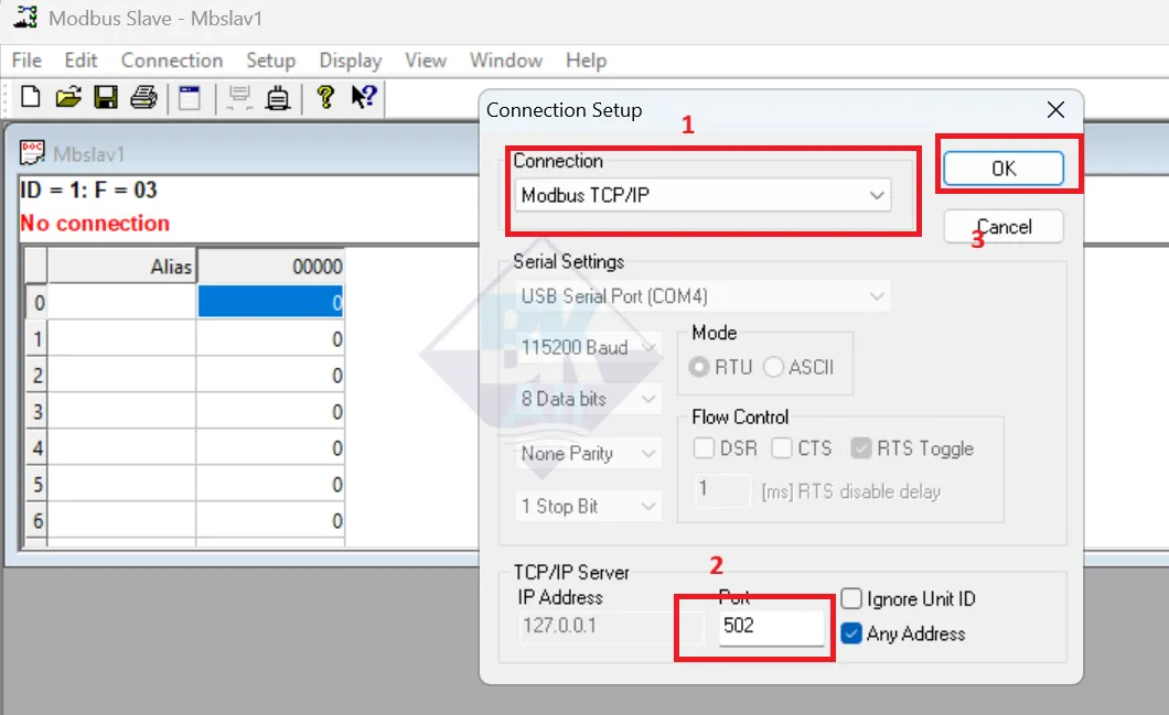 Giả lập Modbus TCP Slave