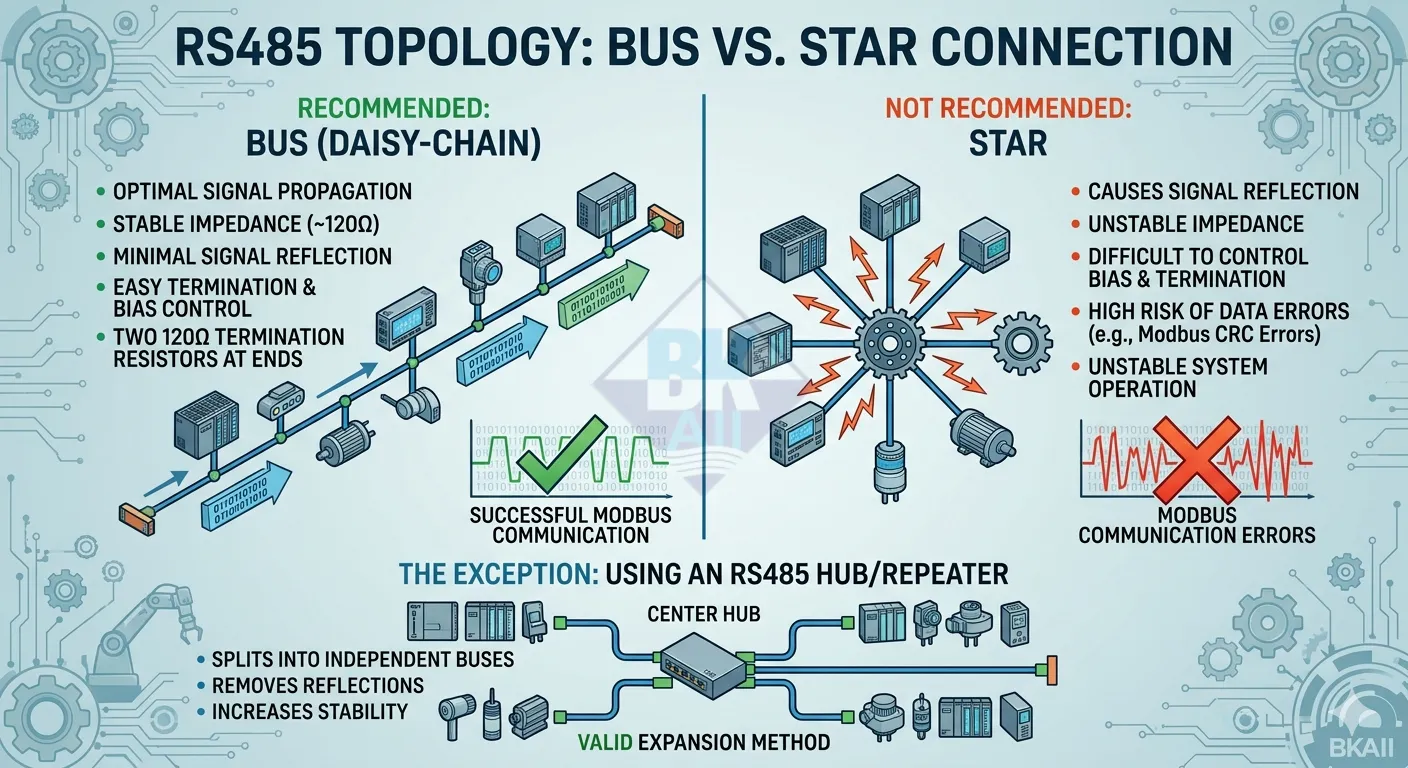 rs485 topology bus daisy chain khong dung star