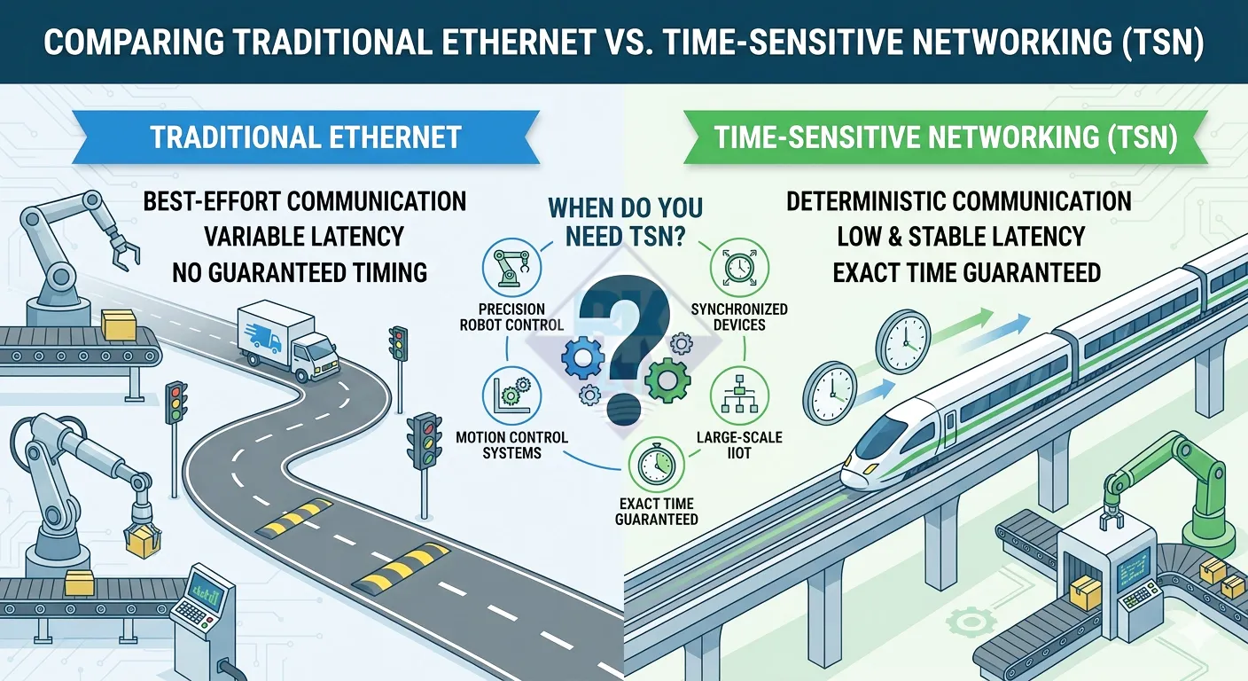 so sanh ethernet truyen thong vs tsn time sensitive networking