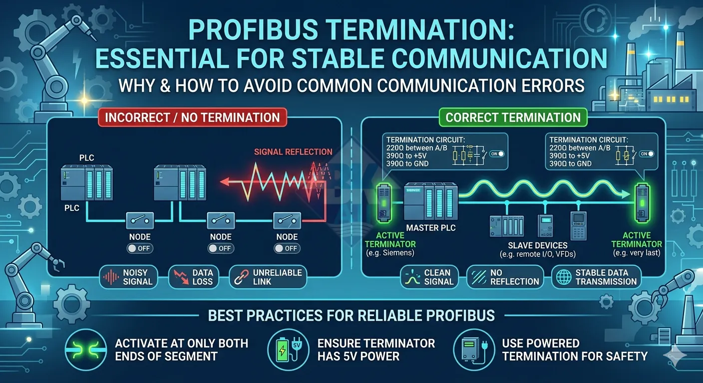 termination profibus dau dien tro cuoi