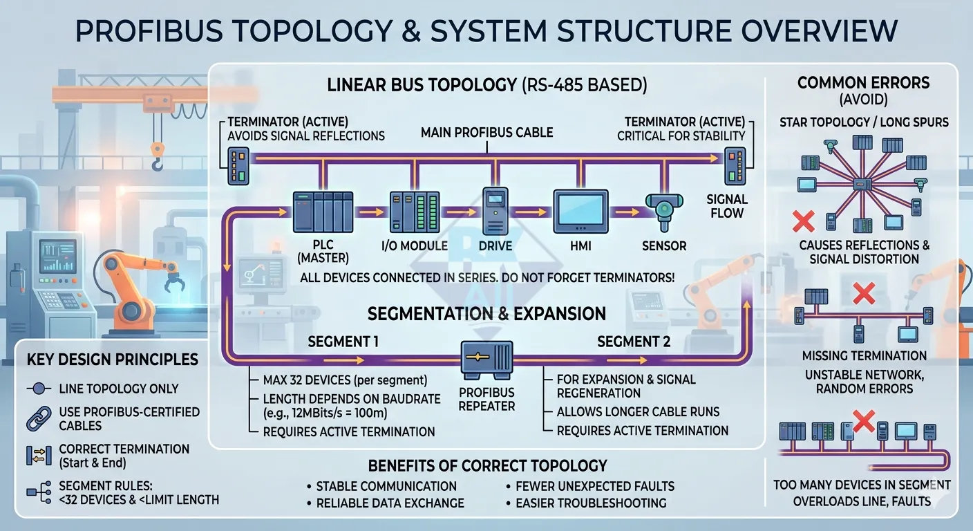 topology profibus cau truc bus segment