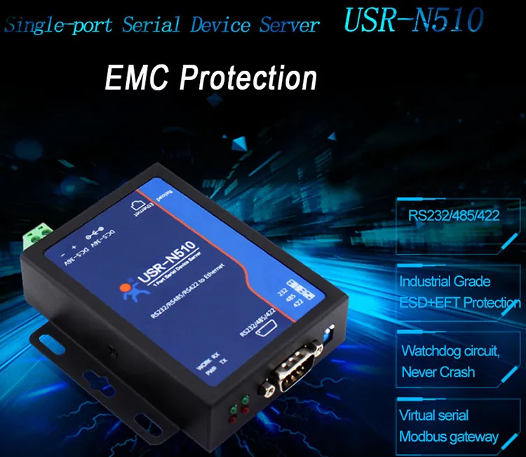 USR-N510-H7 bo chuyen doi RS232 RS485 RS422 sang Ethernet Modbus MQTT Gateway cong nghiep